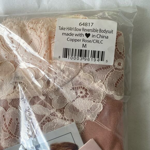 We Are HAH Take HAH Bow Reversible Bodysuit Copper Rose Size Medium - Picture 4 of 6